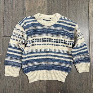 Vintage 80s 90s Fair Isle Knit Sweater Toddler Size 4 Made in Canada Blue